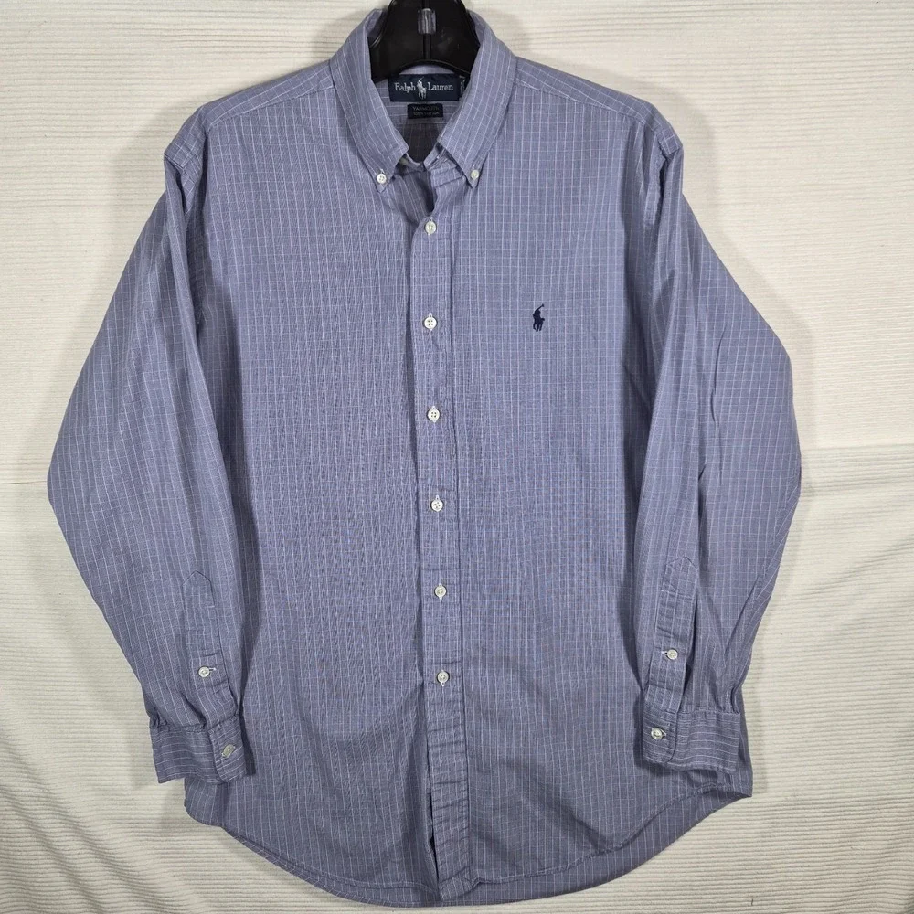 Ralph Lauren Yarmouth‎ Button Down Shirt Purple Blue Stripe Men's 15.5